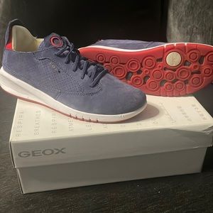 GEOX Respira Blue Suede Sneakers